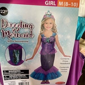 Little Girl Mermaid Costumes Size M (8-10).